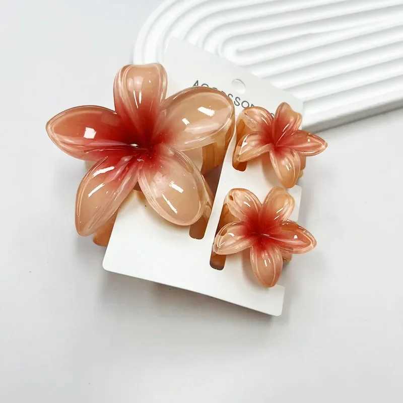 3Pcs/Set Hawaiian Gradient Hair Clips Flower Hair Claws Women Small Size Fashion Hair Accessories Hairpin Crab Barrette Y250707