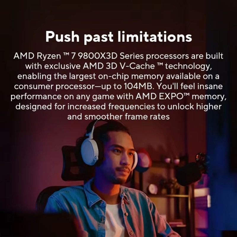 AMD Ryzen 7 9800X3D New Processor 3D V-Cache 8C/16T 120W up to 5.2 GHz, L3=96M 100-100001084 Socket AM5 but without cooler