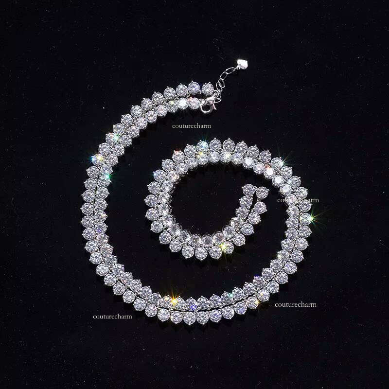 18mm Iced Moissanite 10K 14K Mesh Chain Necklace