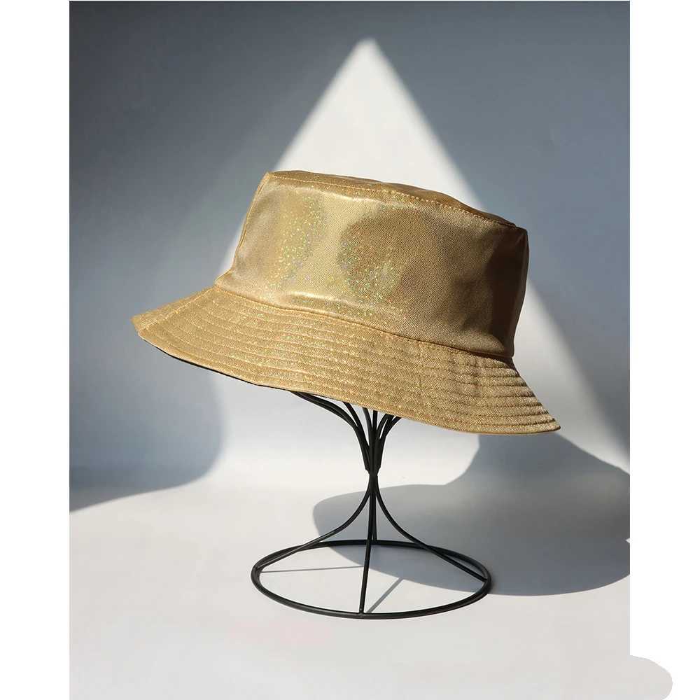 2023 Laser Colored Fishermans Hat for Men Women Bright Leather Bucket Hat Can Be Worn on Both Sides Sunshade Hat Fashion Hat Y250707