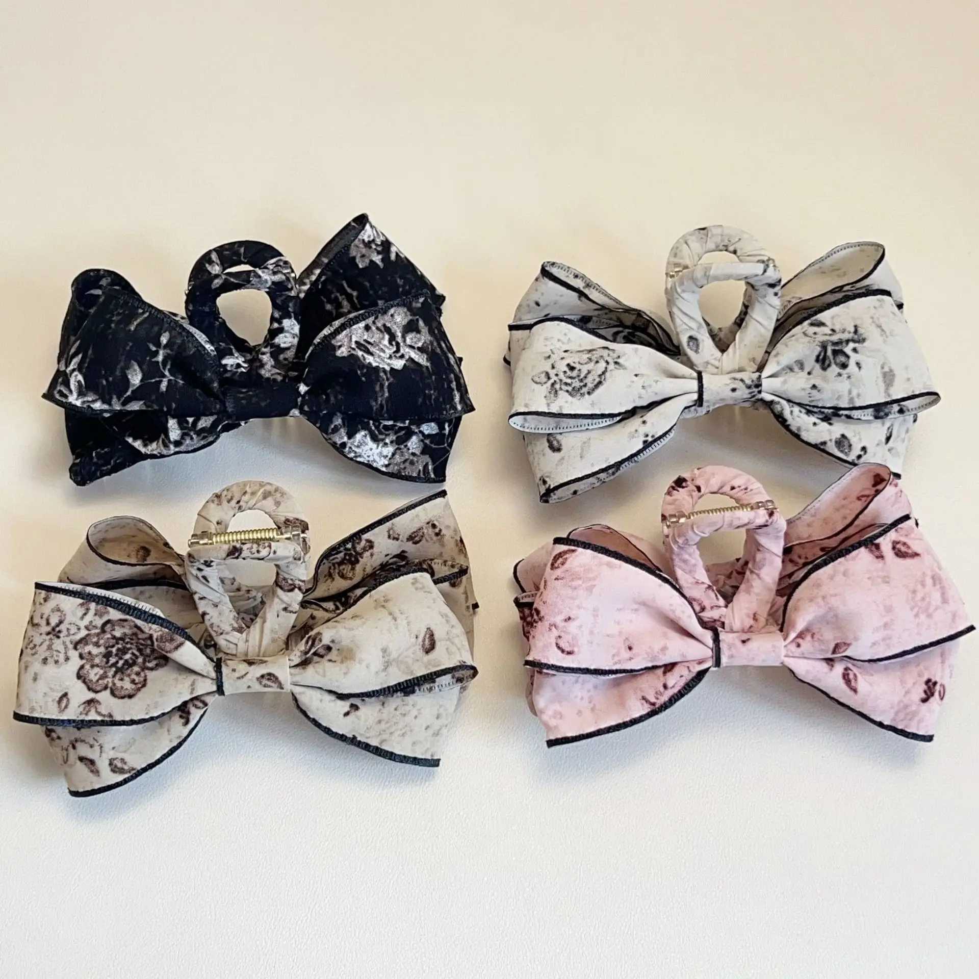 Bow Hairpin Womens Back of The Head 2025 New Headdress Clip Cute Half Tie Hair Grab Clip Shark Clip Large Z250707