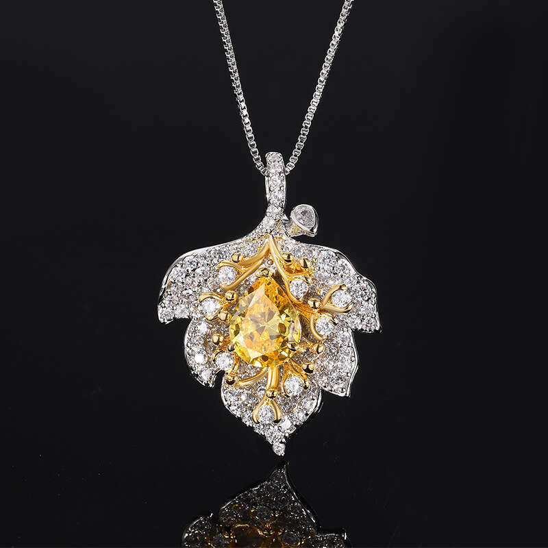 Exaggerated Colorful Gem Imitation Natural Pigeon Blood Red Royal Blue Pink Yellow Zircon Pendant Teardrop Necklace For Women E11