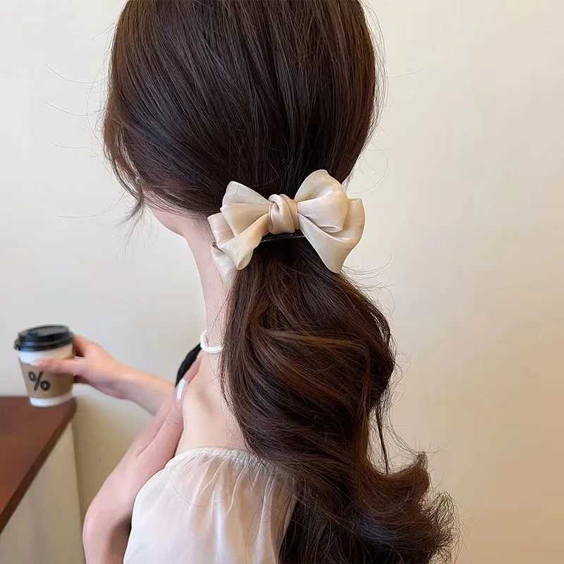 New Elegant Bow Mesh Hair Clip for Women Korean Temperament Grip Clip Ponytail Braid Clip Fashion Girls Hair Accessories Z250707