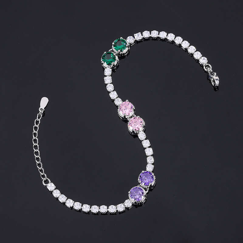 Light Imitation Natural Amethyst INS New Style Dia-Encrusted Heart Bracelet 5B2