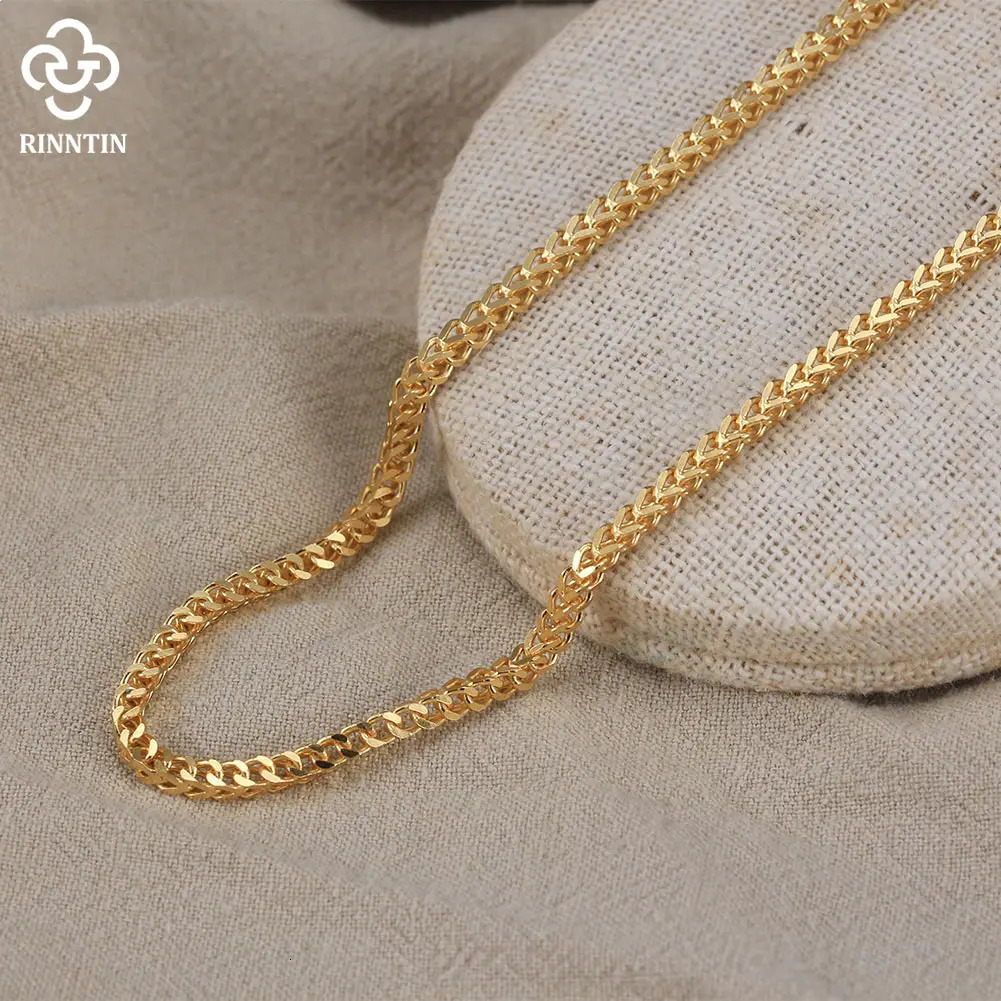 Rinntin Solid 925 Sterling Silver Cuban Curb Chain Necklace Men Italian Cuban Curb Chains Neck Stackable Unisex Jewelry NMN13 250702