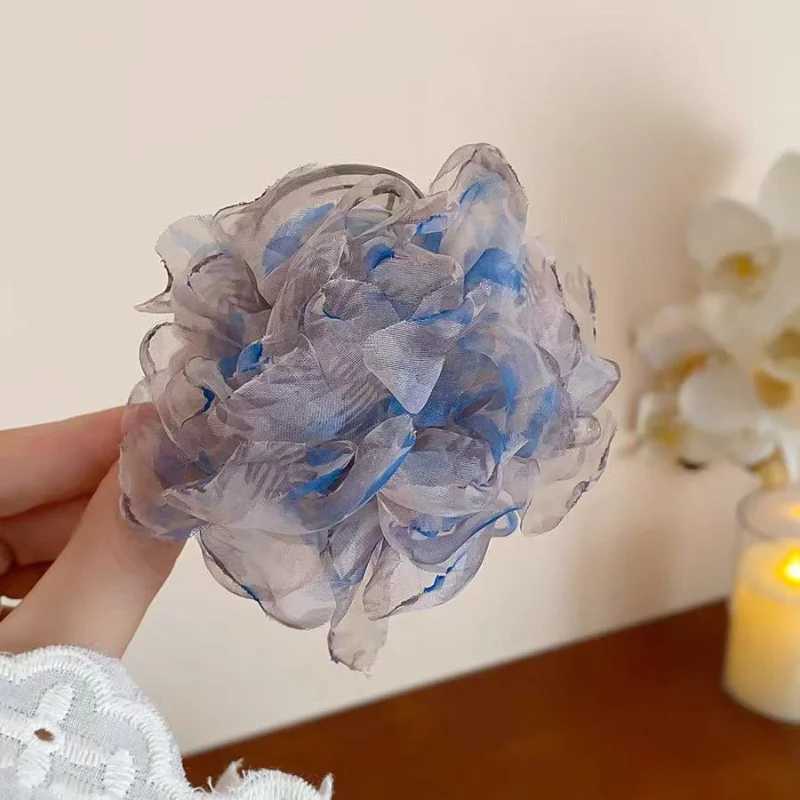 Mesh Broken Flower Hair Clip for Women Sweet Rose Shark Clip Fashion Girls Back of The Head Hair Clamp Y250707