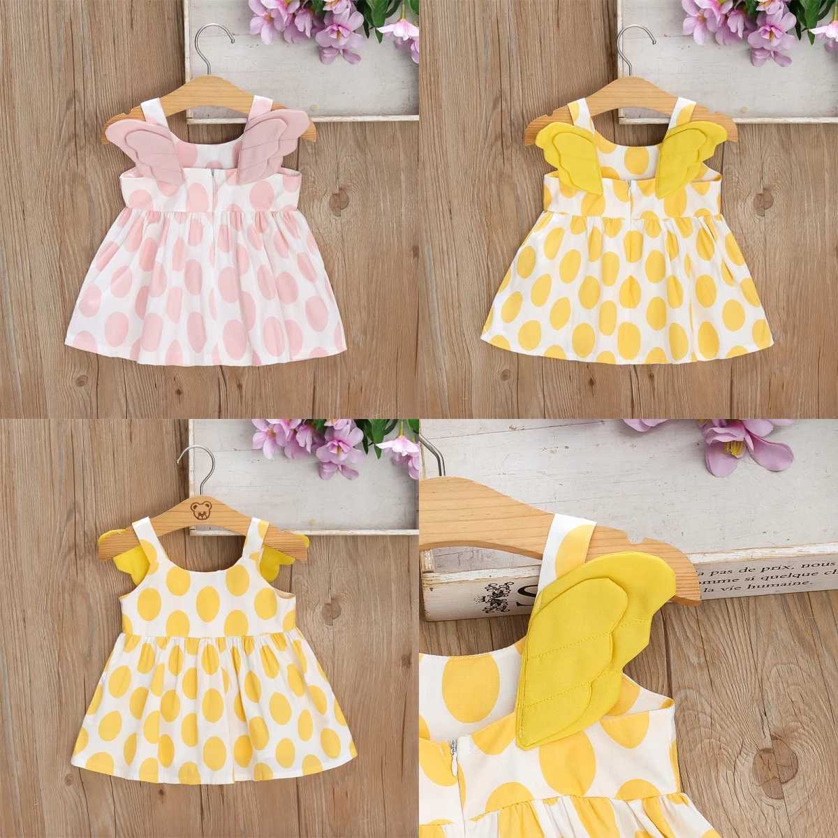 0-3 Years Old Girl Baby Summer Dress with Back Wings Full of Printed Hanging Strap Princess Dress R250707