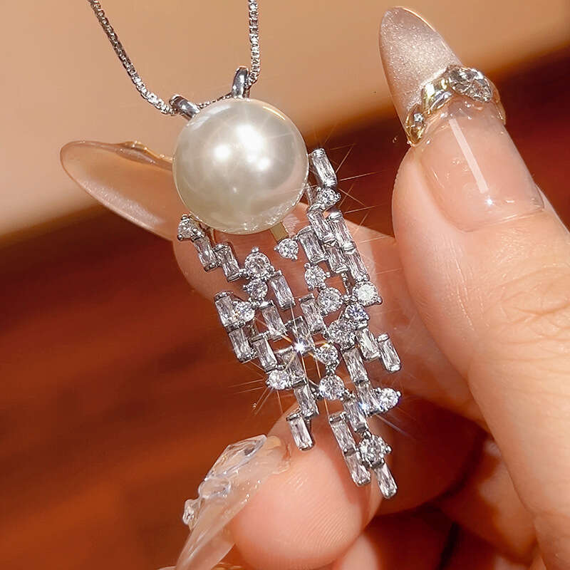 Necklace Imitation Natural South Sea Gray Elegant Australian White Pearl Versatile Fashion High-End Sense Women's Style 3C3