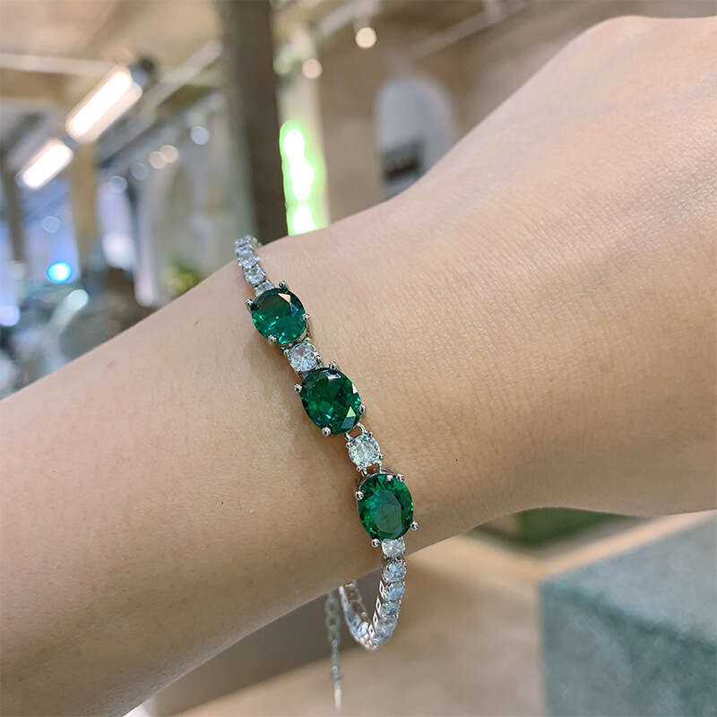 Minimalist Small Round Block Blue Zircon Elegant Faux Red Corundum Bracelet For Women 174