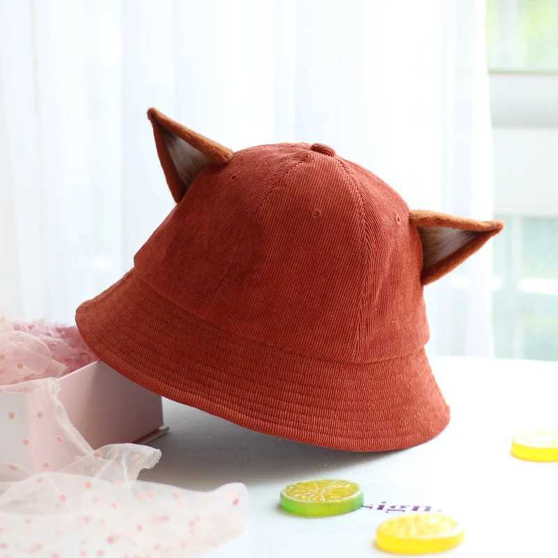 Summer Fox Ears Sunscreen Bucket Hat Simple Fisherman Hat Women Girl Fashion Basin Hat Sun Hat Wholesale Y250707