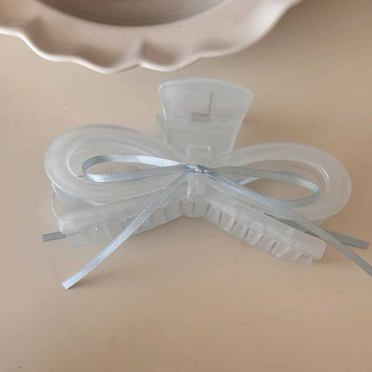 South Koreas New Acrylic Large Bow Streamer Grab Clip Back Head Hairpin French Disc Hair Shark Clip Headdress Y250707