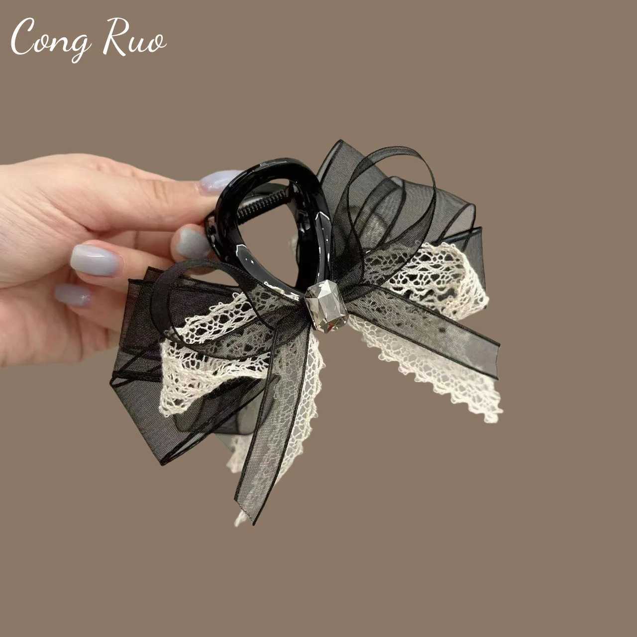 2025 New Original Design Bow Grab Clip Back Head Lace Hairpin Summer Half Tie Ponytail Clip Headgear Disc Hair Shark Clip Z250707