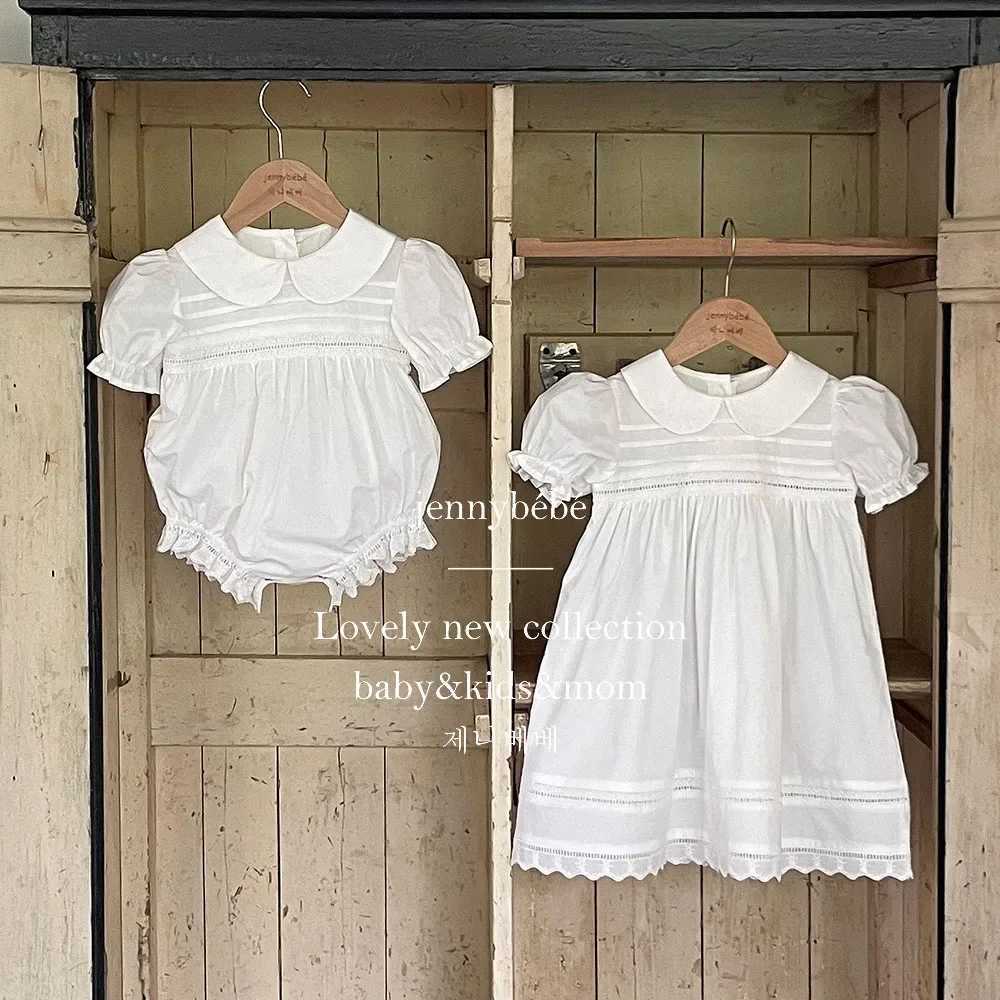 Childrens Dress Summer Casual Dress for Girls Pastoral Style Embroidery Flower Peter Collar Princess Dress Toddler Girl Dress R250707