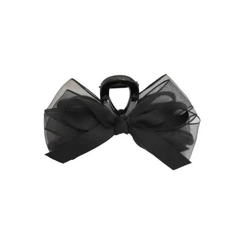 2025 New Black Mesh Bow Grab Clip Multi-disc Hair Clip Headgear High-end Temperament Back of The Head Shark Clip Woman Z250707