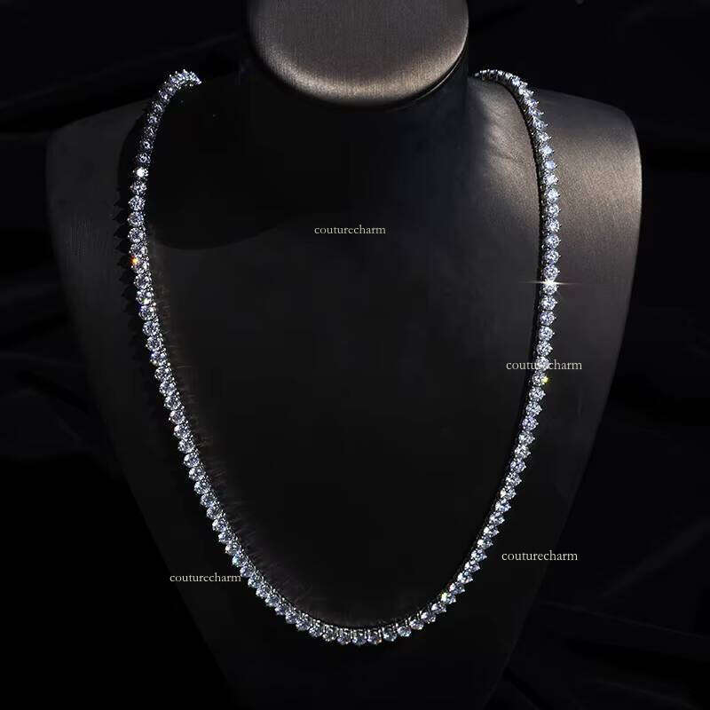 18mm Iced Moissanite 10K 14K Mesh Chain Necklace