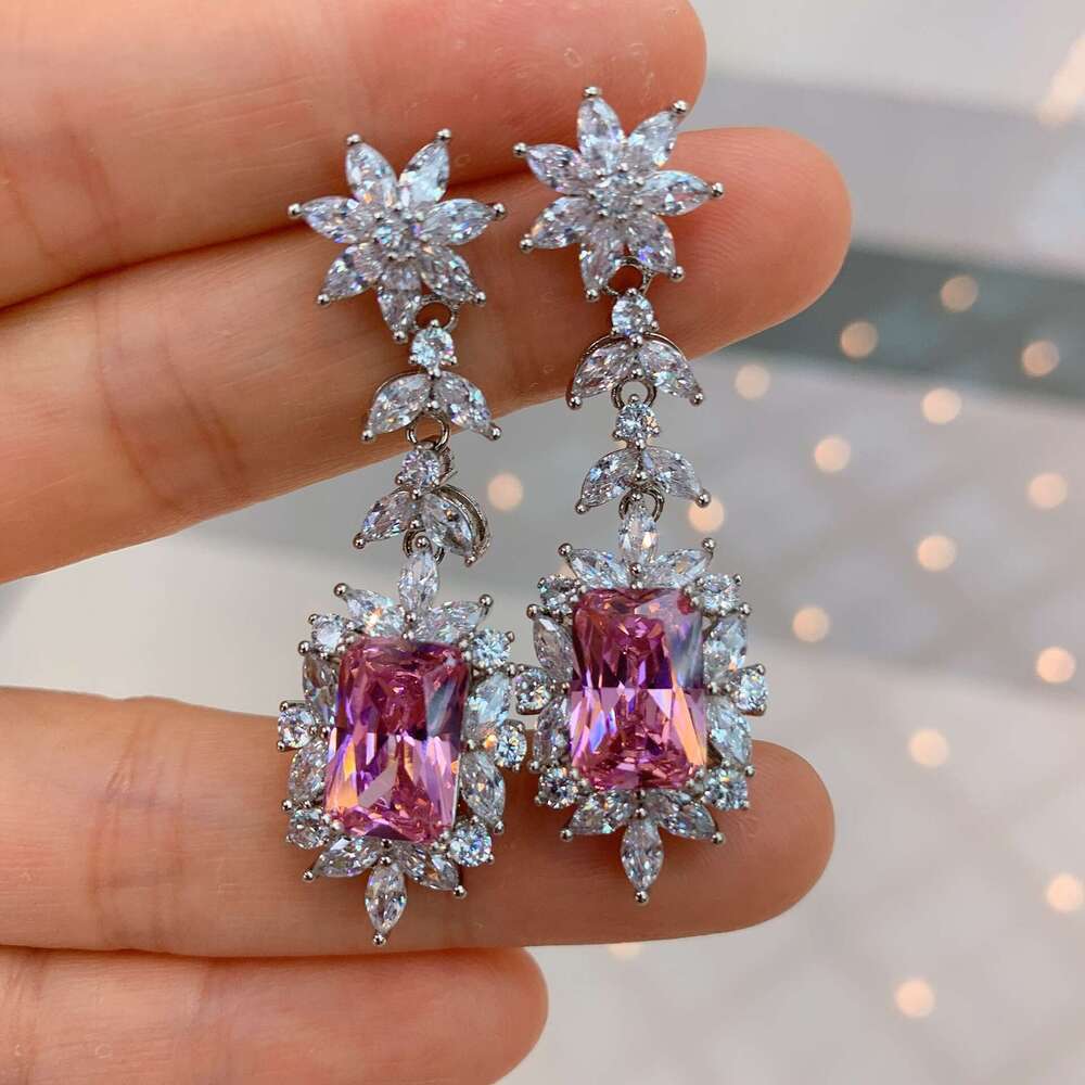 Colorful Imitation Jewelry Fashion Exaggerated Yellow Pink Dia For Women Live Streaming Earrings F2f