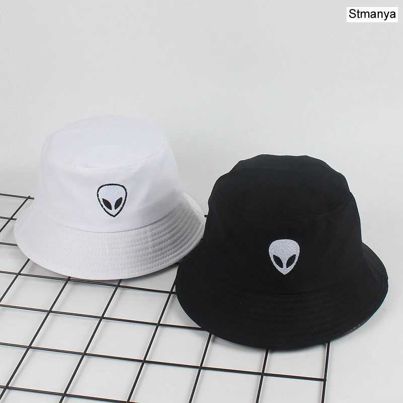 New Alien Foldable Bucket Hat Women Beach Sun Flat Hats Men Fisherman Outdoor Alien Hip Hop Caps Boonie Gift Y250707