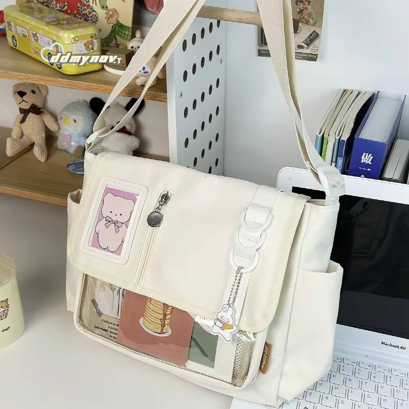 Y2K Japanese Harajuku School Bags for Teenage Girls New 2024 Transparent Itabag Crossbody DIY Badges Display Plate Ita Bag ddmynov
