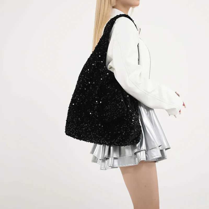 Shoulder Bag for Women Underarm Bag Slouchy Handbag Trendy Sequin Hobo Bag for Work Travel Shopping