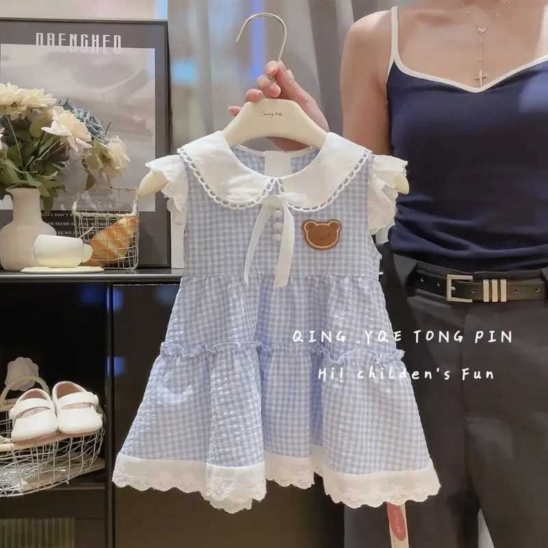 Girls Summer Dresses Childrens Foreign Dresses Fashion Trend College Style Princess Dresses in Small Children Cool Plaid R250707