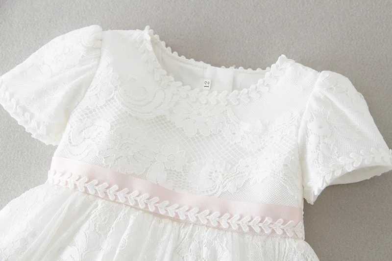 Hetiso White Infant Dress for Baptism Baby Girls Lace Dresses with Hat Kids Clothes Christening Birthday Outfits 3-24 Months R250707
