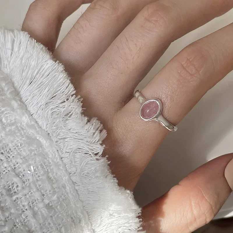 925 Sterling Rings for Women Red Stone Fashion Geometric Vintage Handmade Irregular Ring Party Gifts XJ250707