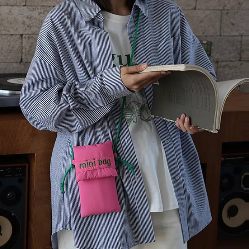 New Fashion Cute Phone Simple Green Rose Red Shoulder Crossbody Girls Fabric Small Storage Bag Purse Card Holder ddmynov