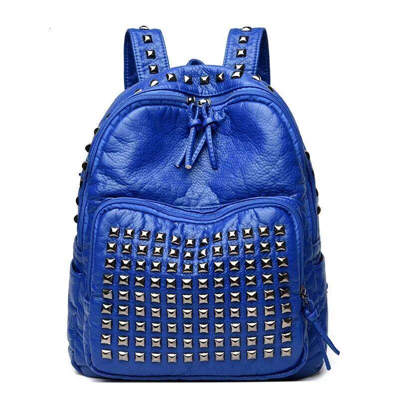 Fashion Rivet Soft Leather Women Backpacks Designer Large Capacity Girls School Bag Female Bagpack Travel Bags Sac A Main