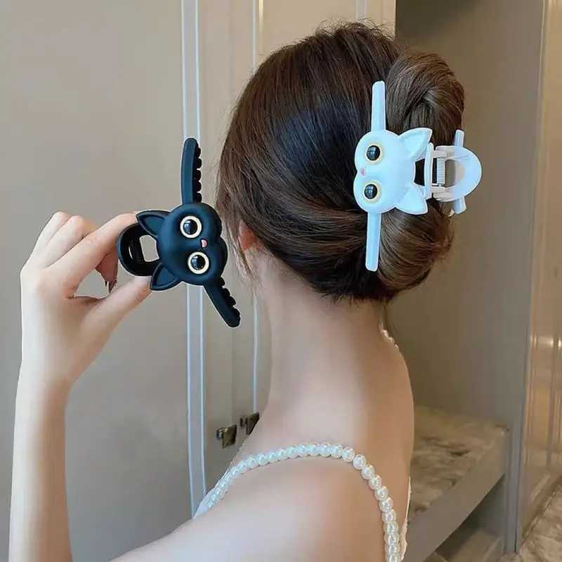 1pc Cute cat hair clip womens new high-end shark clip large hair tie internet famous hairpin headband Z250707