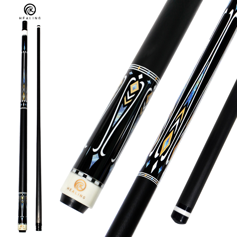 OKHEALING 1/2 Split Pool Cue Billiard Stick Carbon Fiber Billiard Cue 12.4mm Black Pigskin Tip Radial Pin or 8 Teeth Joint 1474mm/58inch Weight Adjust