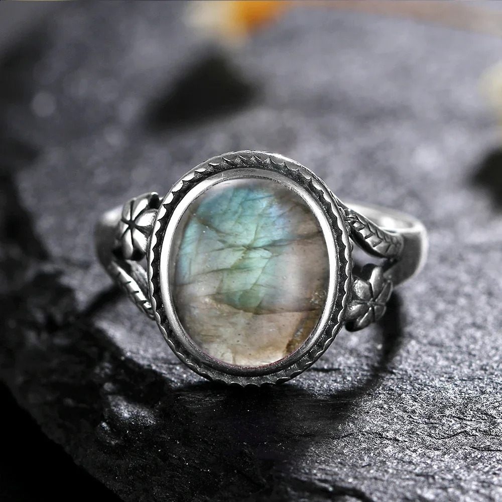 S925 Silver Ring Femme JewelrNatural Moonstone Eye Personalized Rings for Women Bijoux Wedding Jewelry Gift 250624