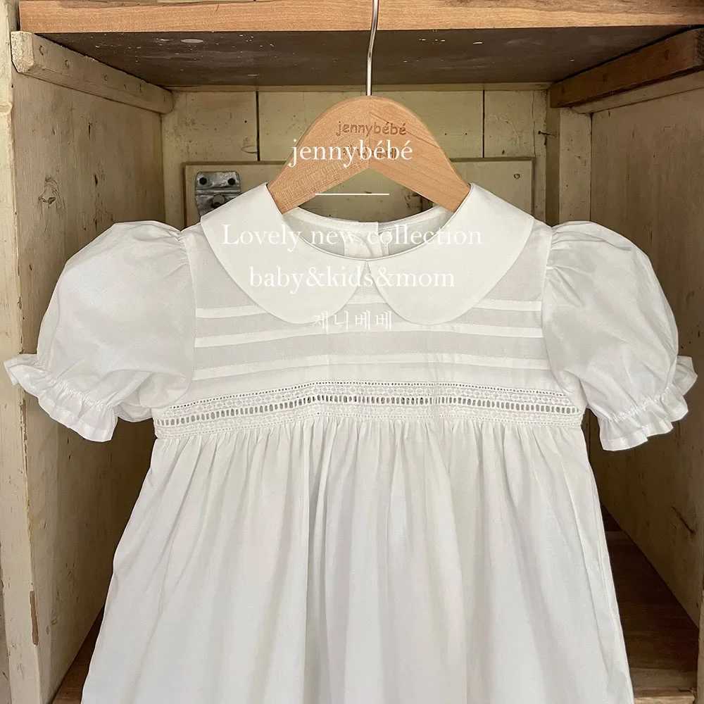 Childrens Dress Summer Casual Dress for Girls Pastoral Style Embroidery Flower Peter Collar Princess Dress Toddler Girl Dress R250707