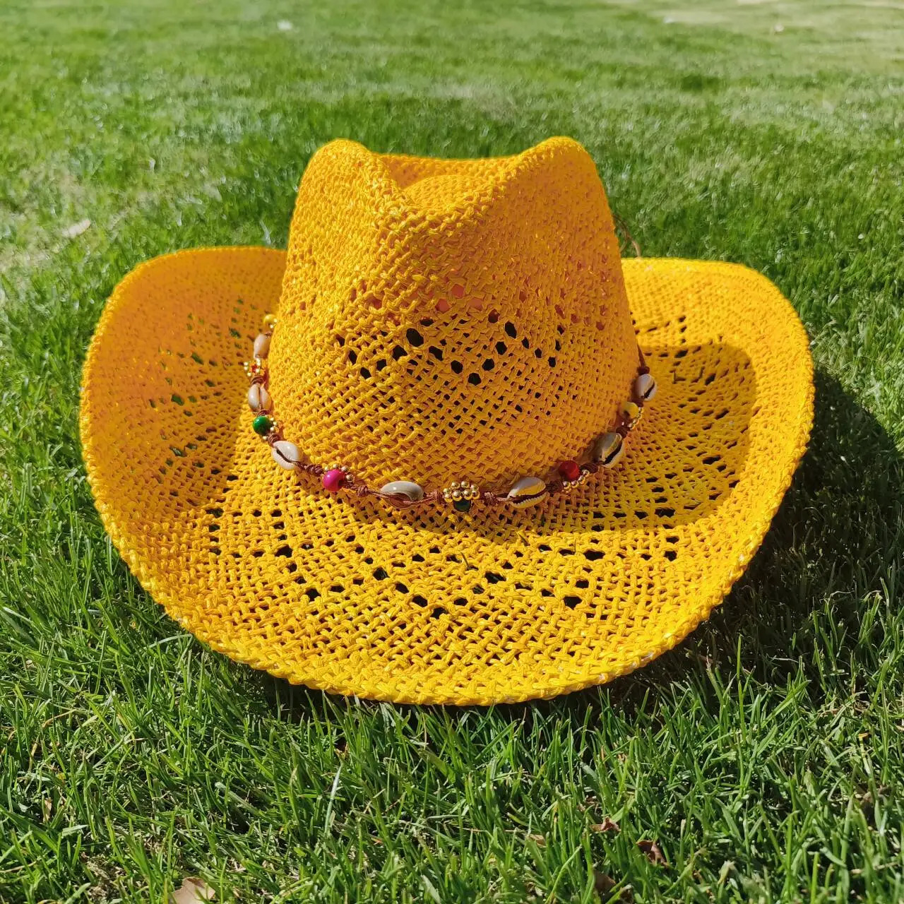 Color HandPainted Cowboy Straw Hat Hollow Western Outdoor Travel Beach Knight Hat 250707