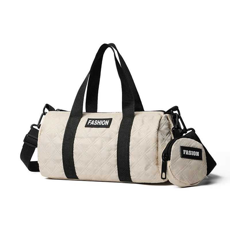 Neutral male and female style nylon fabric handbags single shoulder light and compact cylindrical bags