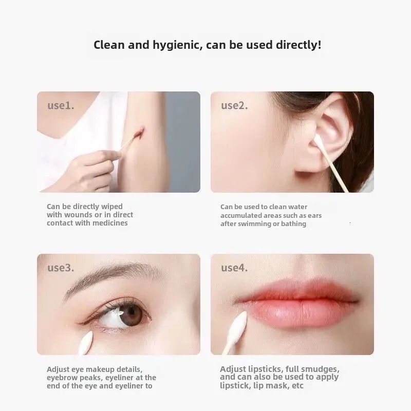 Wholesale Disposable Double-Ended Cotton Swabs Cosmetic Use Pointed End Sanitary Wooden Cotton Sticks Boxed Bagged Cotton Q Tips 250630