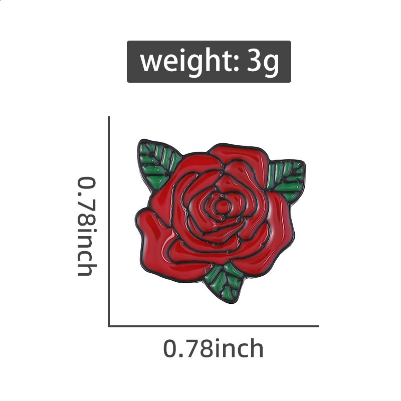 Vintage Rose Flower Enamel Pins Metal Plant Brooches Retro Decorative Pin for Clothes Collar Lapel Badge Wholesale Women Jewelry 250625
