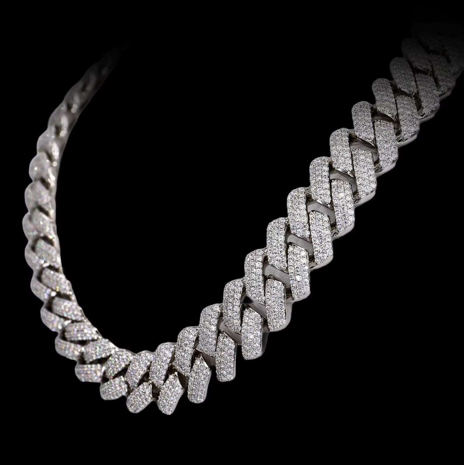 Wholesale Vvs Moissanite Diamond Cuban 925 Sterling Silver Solid Cuban Link Chain Fully Iced Out Hip Hop Jewelry popular design