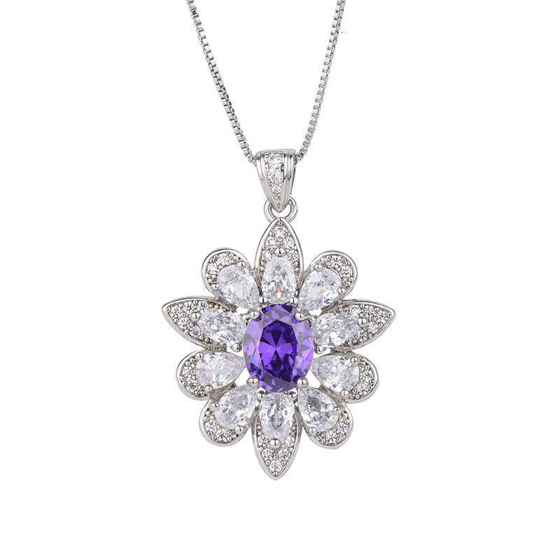 Product Tiktok Live S Sier Needle Trendy Imitation Jewelry High-End Purple Blue Set For Women 44F
