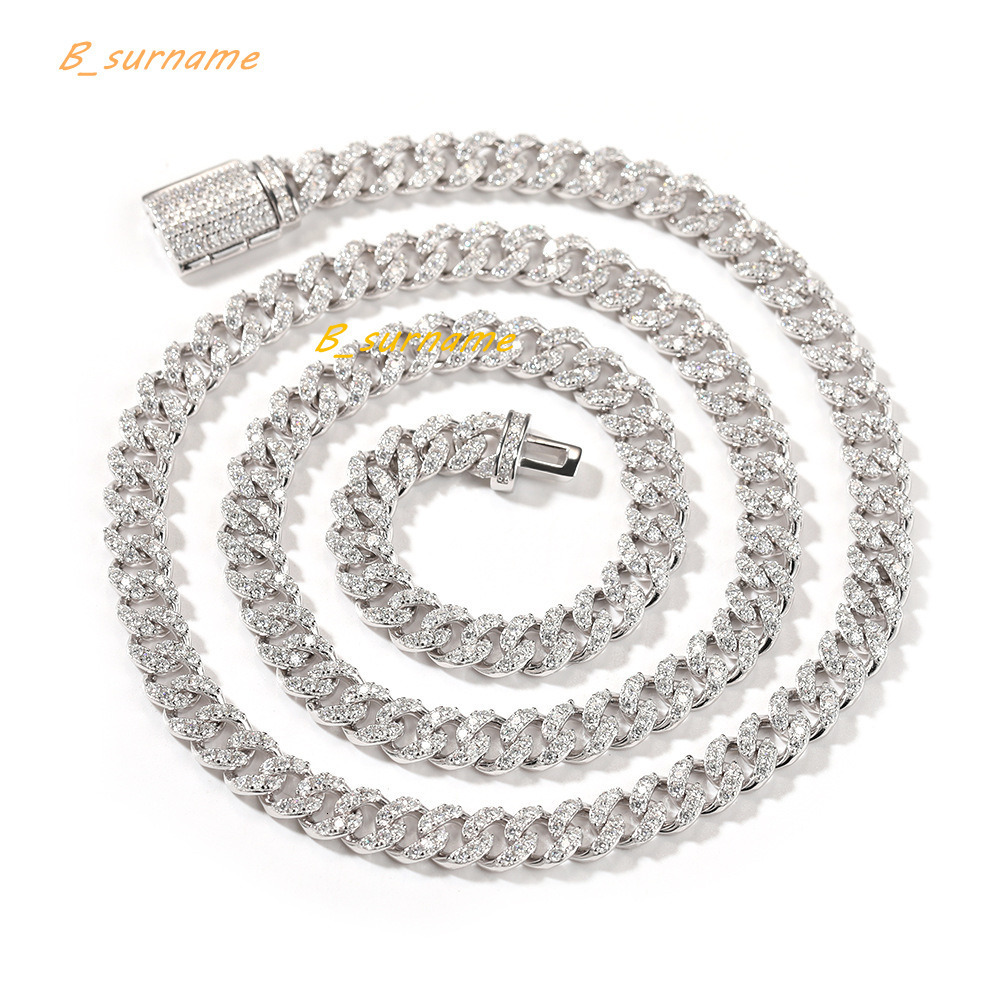 Hip Hop 6mm925 Silver Moissanite Mens Custom Cuban Chain
