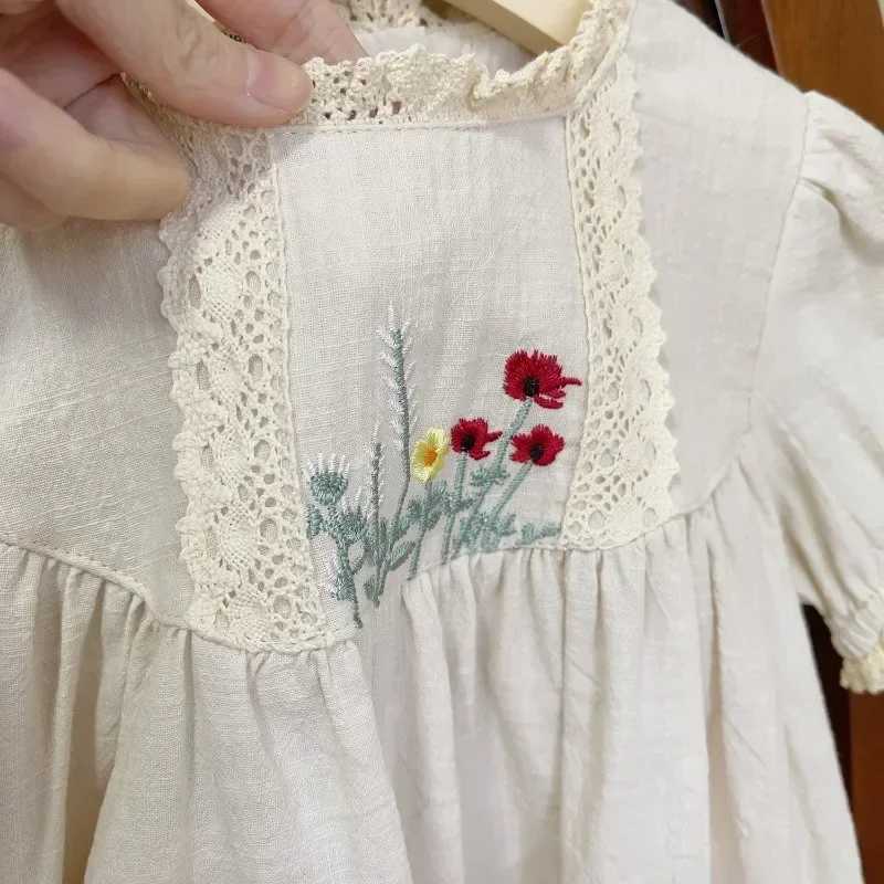 HoneyCherry Summer Girls Cotton Embroidery Dress New Cute Sweet Bubble Sleeve Princess Dresses Girl Clothes R250707