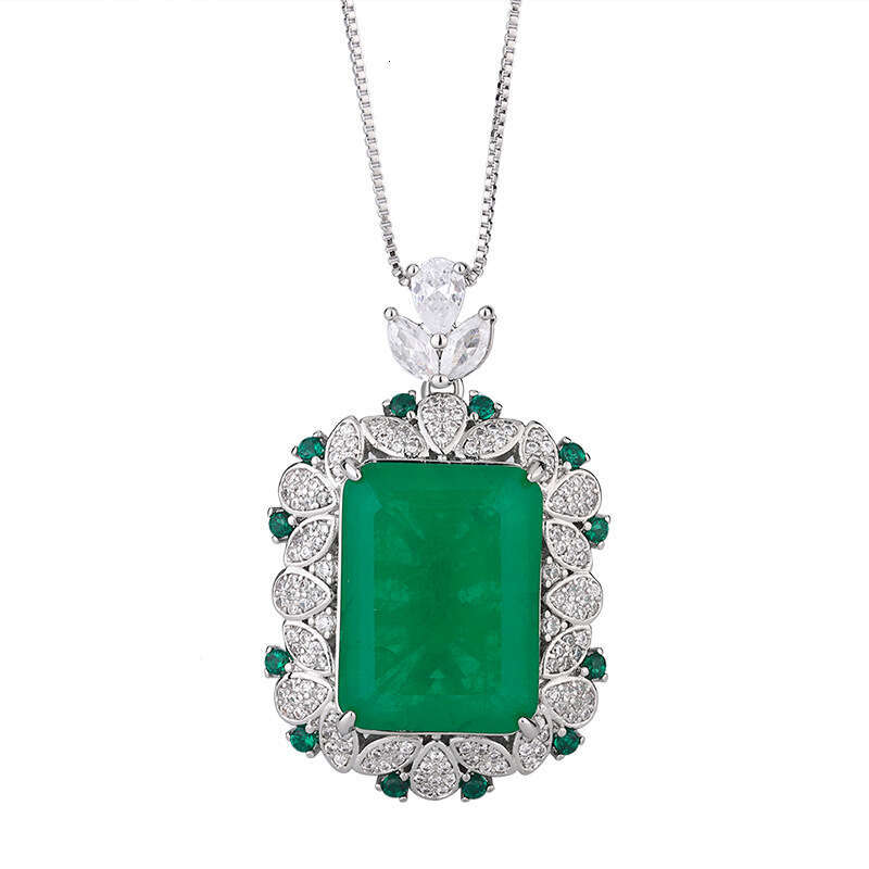 Huayoumei 2024 New Emerald Paraiba Square Ring Pendant Simple Women's Style 7E7