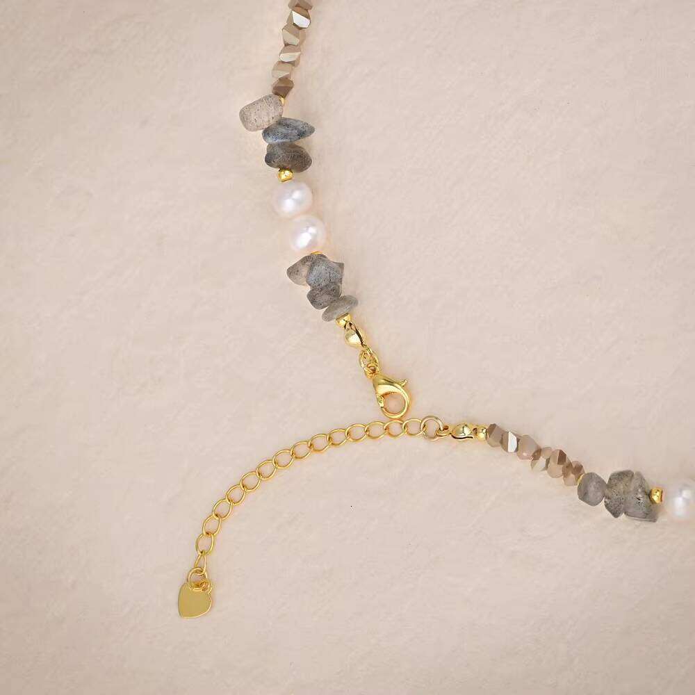 Luxurious Natural Stone Cheetah Quartz Bohemian Elegant Pearl Labrador Handmade Jewelry Necklace Clearance