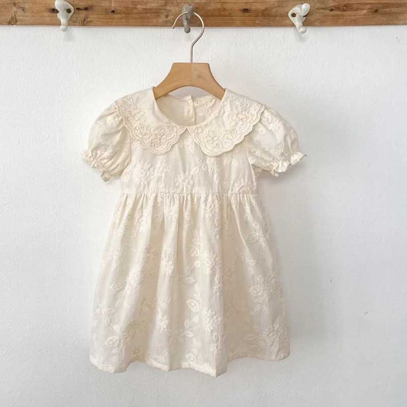 1-6 Years Infant Girl Clothes Summer Baby Girl Dress Lace Collar Dress Toddler Girl Baby Kids Clothing Embroidery Princess Dress R250707