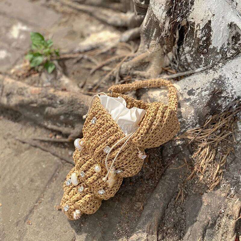 Designer bag 99 NEW dia shell Shaped Straw Women Shoulder Bags Paper Woven Crossbody Funnuy Cute Summer Beach Bag Small Female Purses
