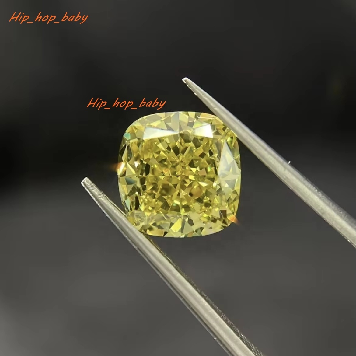Double Jewelry 3.89ct VS2 Fancy Vivid Yellow Cushion Lab Diamond with IGI Certificate HPHT Certified Loose Lab Grown Diamond