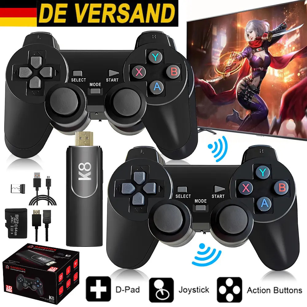 4K HD K8 Gamepad 64G Retro Video Game Console 40000 Game 40 Emulator Dual Wireless 2.4G Controller Retro Console s Gift Gam 250707 - view 3