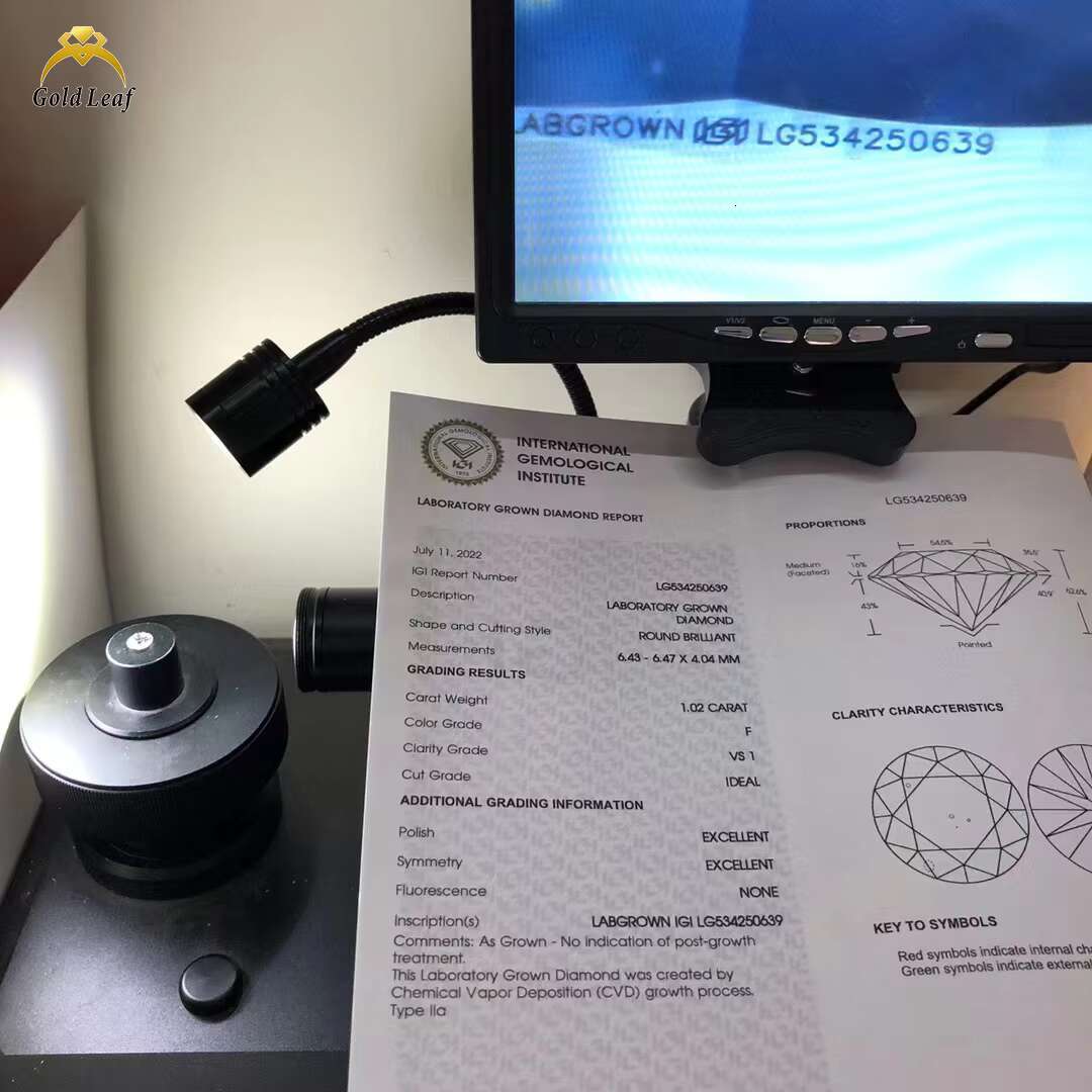 Goldleaf GIA IGI Certified Wholesale Lab Diamond Round Brilliant Cut 0.3CT 0.5CT 1CT 2CT 3CT D VVS VS HPHT CVD Lab Grown Diamond