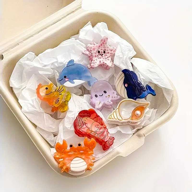 Acetate Ocean Animal Hair Clips for Women Non-Slip Summer Beach Accessories Crab Starfish Whale Multi-Pack Gifts Z250707