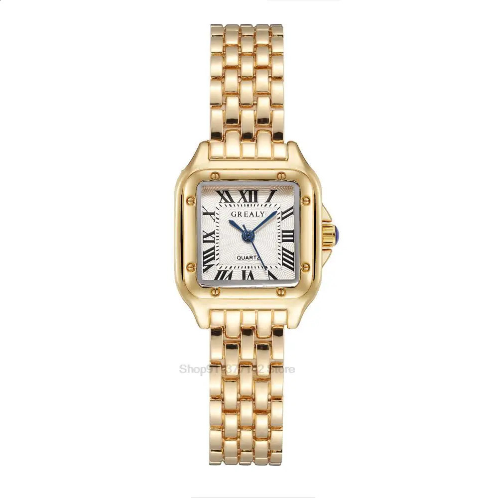 y Womens Fashion Square Watches Gold Alloy Strap Ladies Quartz Wristwatches Qualities Female Roman Scale Clock 250707