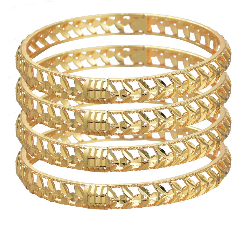24k Dubai Gold Plated Bangles Luxurious Exaggerated Flower Fashion Bracelet Party Jewelry 250707